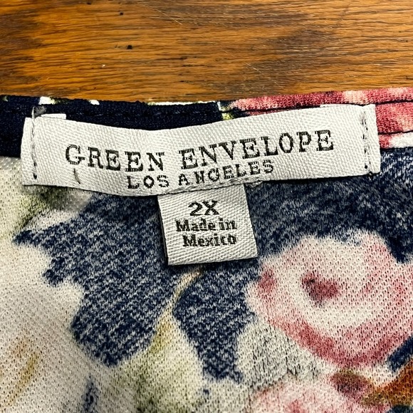 Green Envelope Womens 2X Floral Bell Sleeve Ruffle Blouse Boho Top Cottagecore - Picture 6 of 8